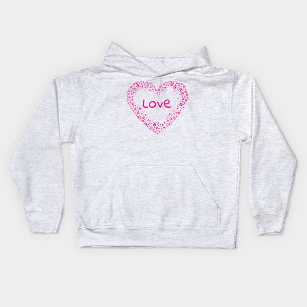 Pink Paw Print Love Heart Kids Hoodie by Designs_by_KC